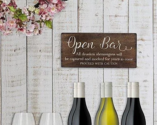 Elegant Signs Wedding Open Bar Sign Drunken Shenanigans for Party Decoration by Fun Sign for Your Reception