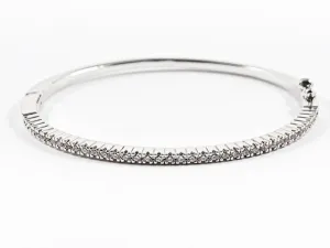 Elegant Thin Delicate One Row CZ Brass Bangle