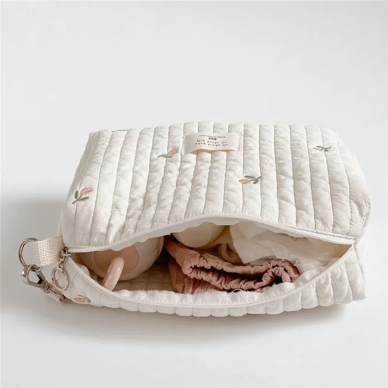 Embroidery Cotton Baby Diaper Bag Organizer Pouch Travel Mommy Bag