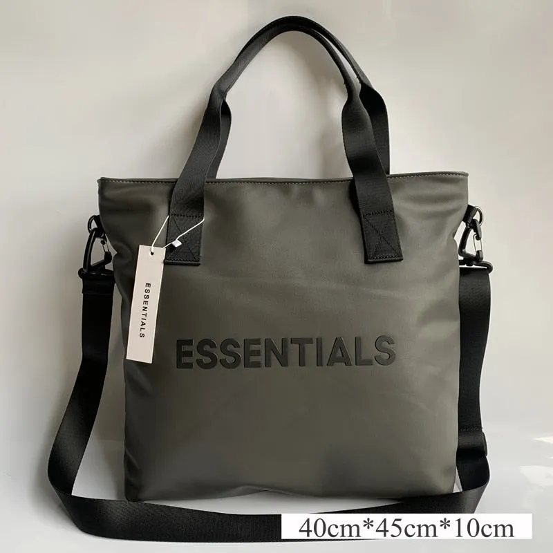 ESSENTIALS Men's Black High Capacity Tote Shopping Bag / Casual cross-body Leather  handbag for Women