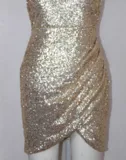 FASHION GOLDEN SHINING SEQUINS IRREGULAR DRESS