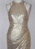 FASHION GOLDEN SHINING SEQUINS IRREGULAR DRESS