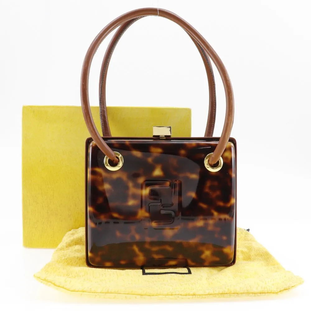 FENDI Handbag Plastic, Leather Brown Party bag FF Women Used