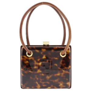 FENDI Handbag Plastic, Leather Brown Party bag FF Women Used