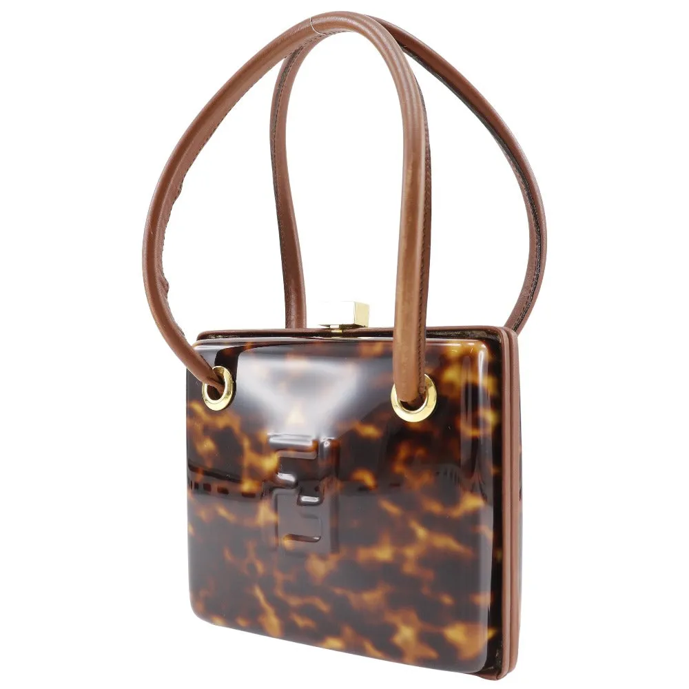 FENDI Handbag Plastic, Leather Brown Party bag FF Women Used