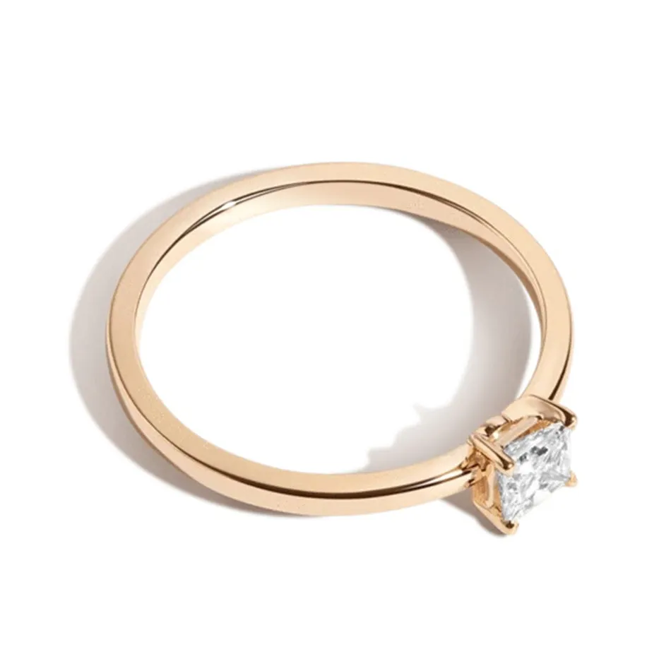 FJ0072 925 Sterling Silver Square Zircon Ring