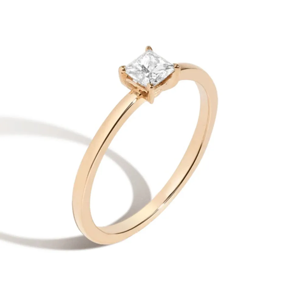 FJ0072 925 Sterling Silver Square Zircon Ring