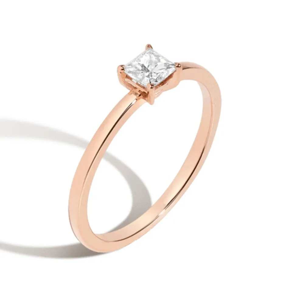 FJ0072 925 Sterling Silver Square Zircon Ring