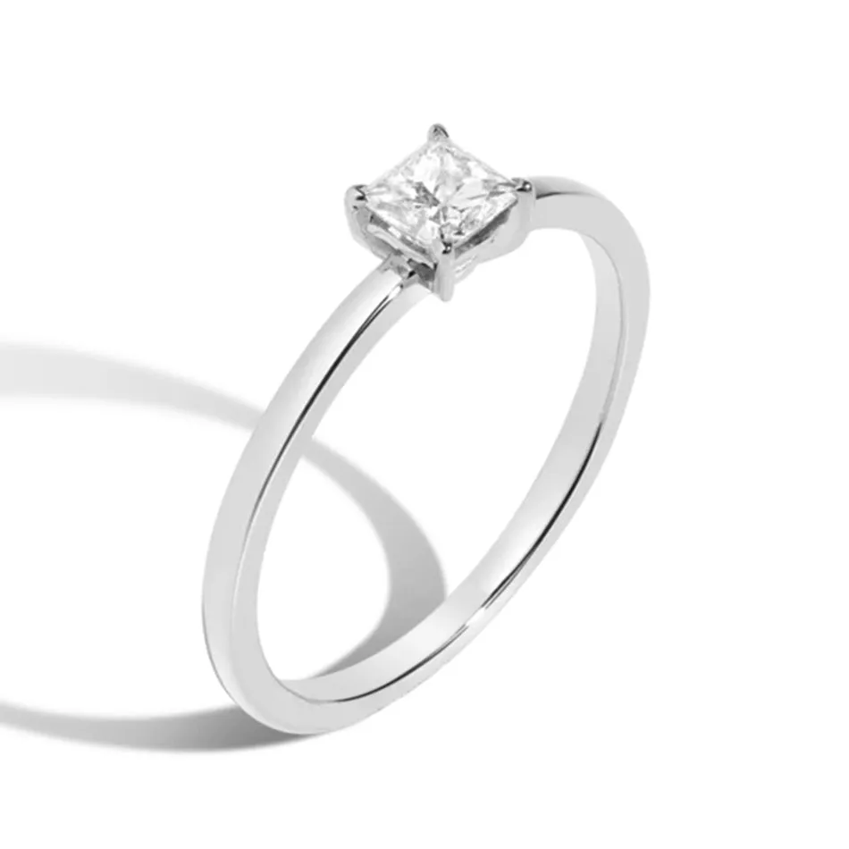 FJ0072 925 Sterling Silver Square Zircon Ring