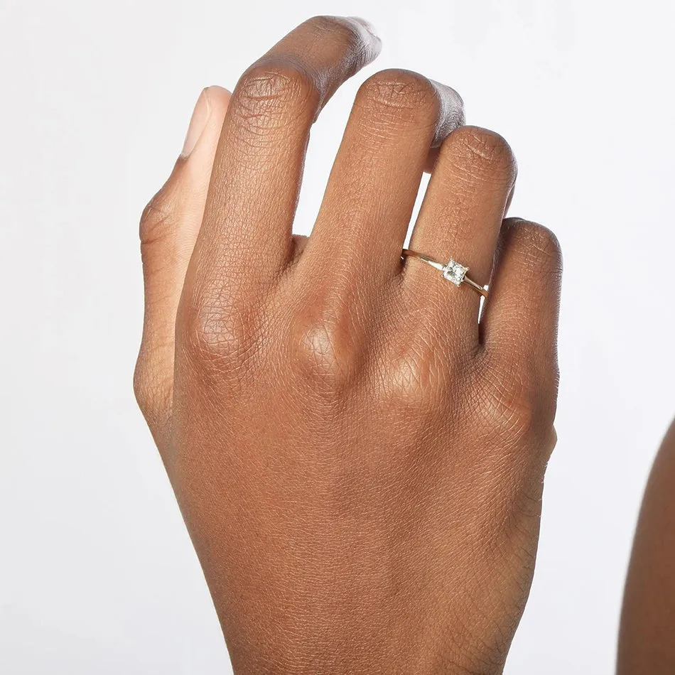 FJ0072 925 Sterling Silver Square Zircon Ring
