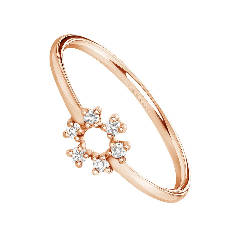 FJ0079 925 Sterling Silver Flower Zircon Ring