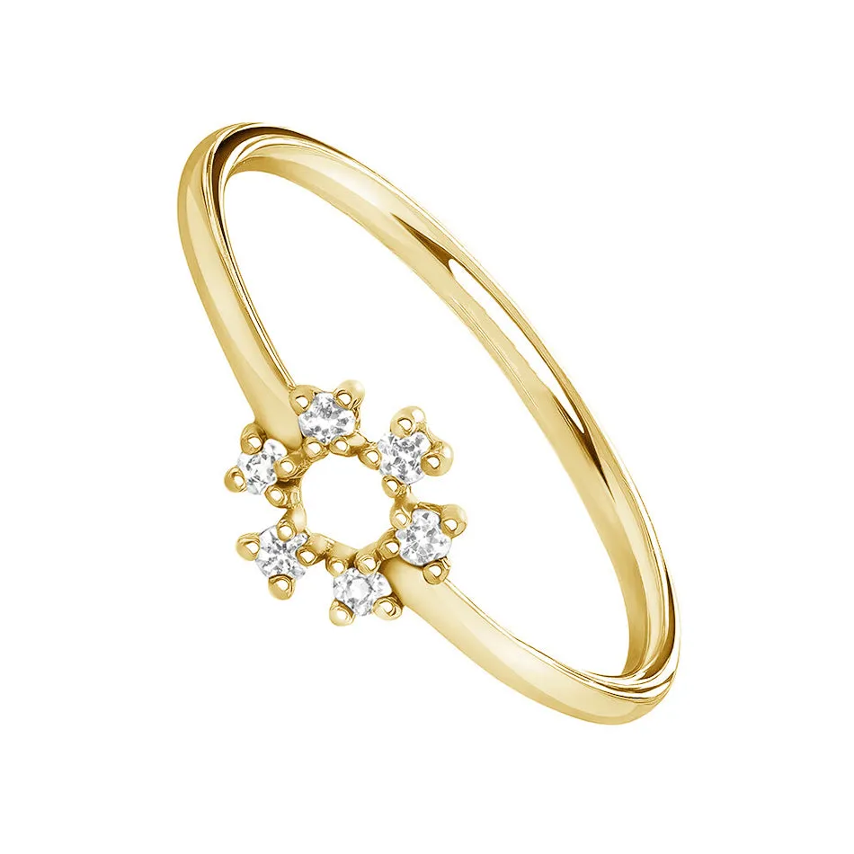 FJ0079 925 Sterling Silver Flower Zircon Ring