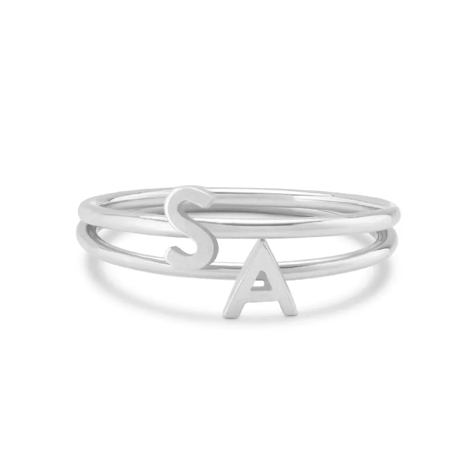FJ0243 925 Sterling Silver Letter A Ring