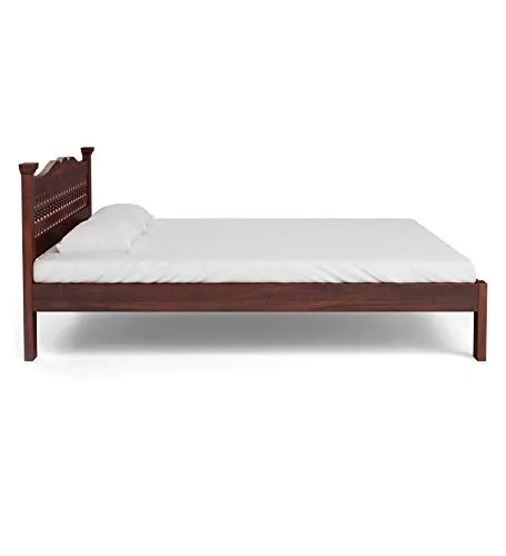 Furinno Sheesham Wood King Size Double Bed Without Storage for Home Bedroom (Provincial Teak Finish)