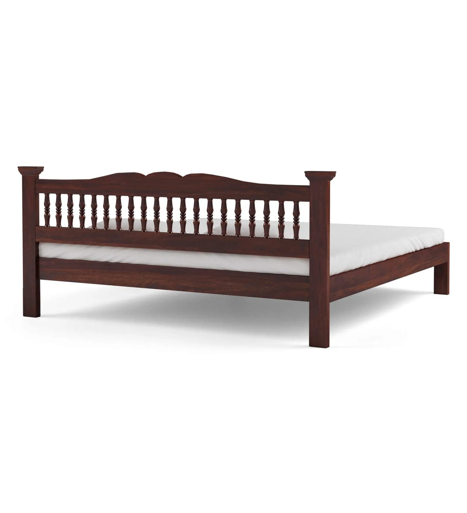 Furinno Sheesham Wood King Size Double Bed Without Storage for Home Bedroom (Provincial Teak Finish)