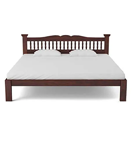 Furinno Sheesham Wood King Size Double Bed Without Storage for Home Bedroom (Provincial Teak Finish)