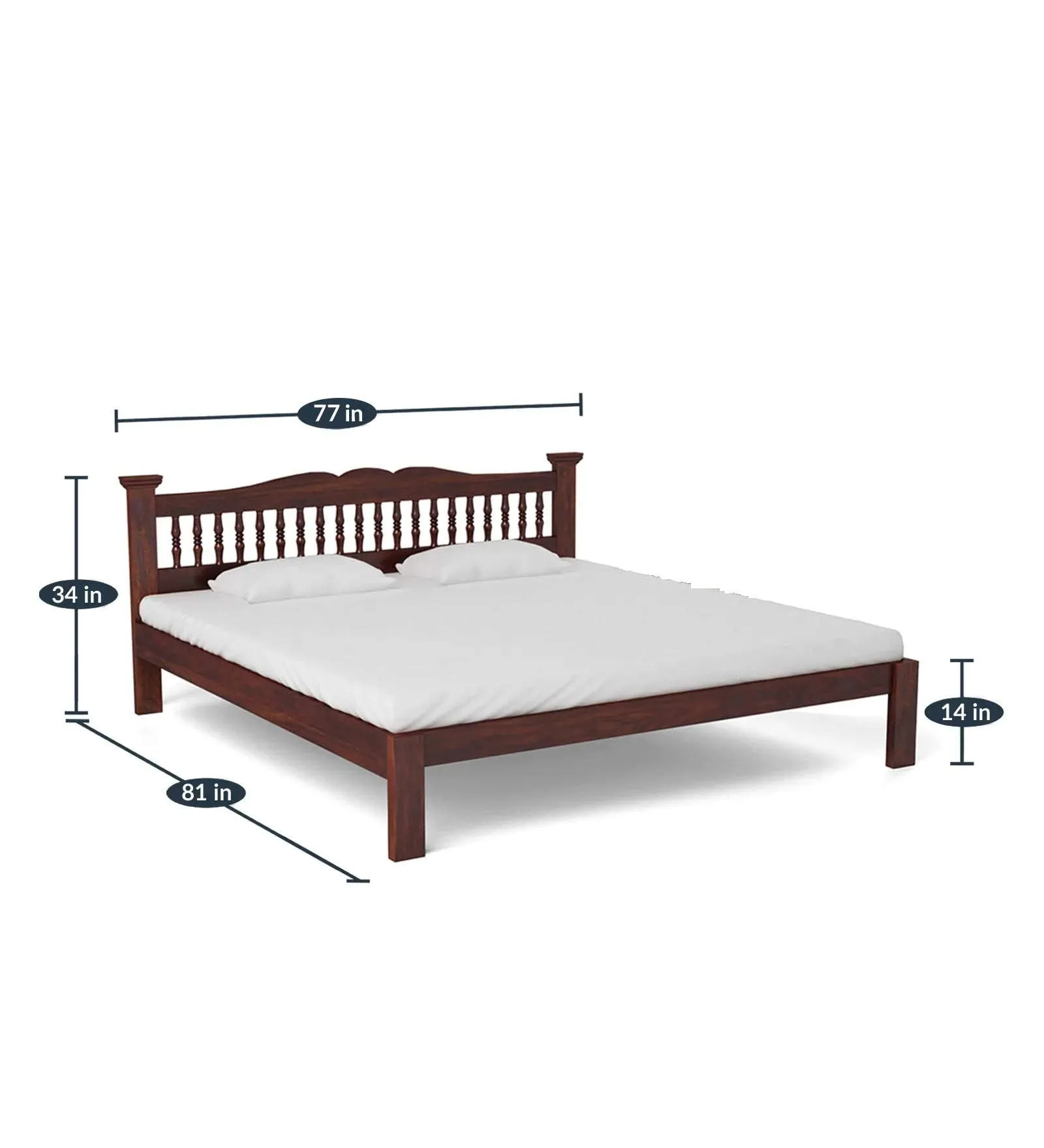 Furinno Sheesham Wood King Size Double Bed Without Storage for Home Bedroom (Provincial Teak Finish)