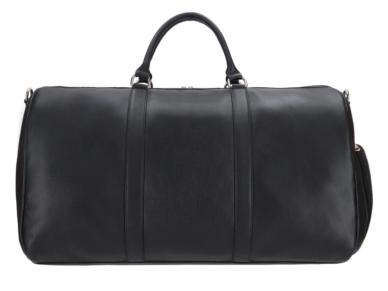 Genuine Black Leather Travel Bag With Shoe Compartment
