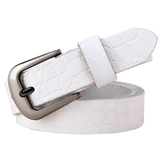 Genuine leather Belts for Women Fashion Pin buckle thin belt