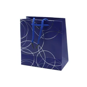 Gift Paper Bag Silver Cirlces 14x15cm Extra Small