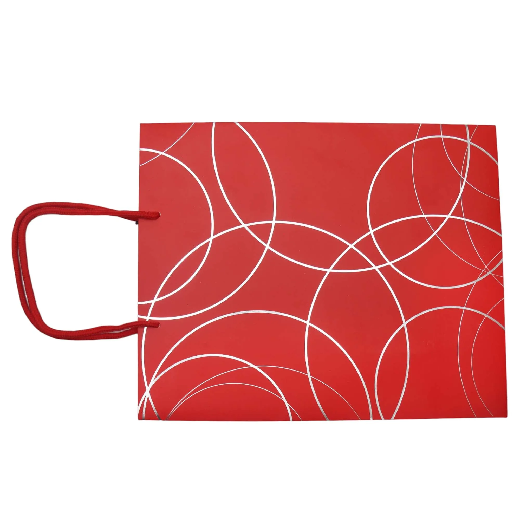 Gift Paper Bag Silver Cirlces 14x15cm Extra Small