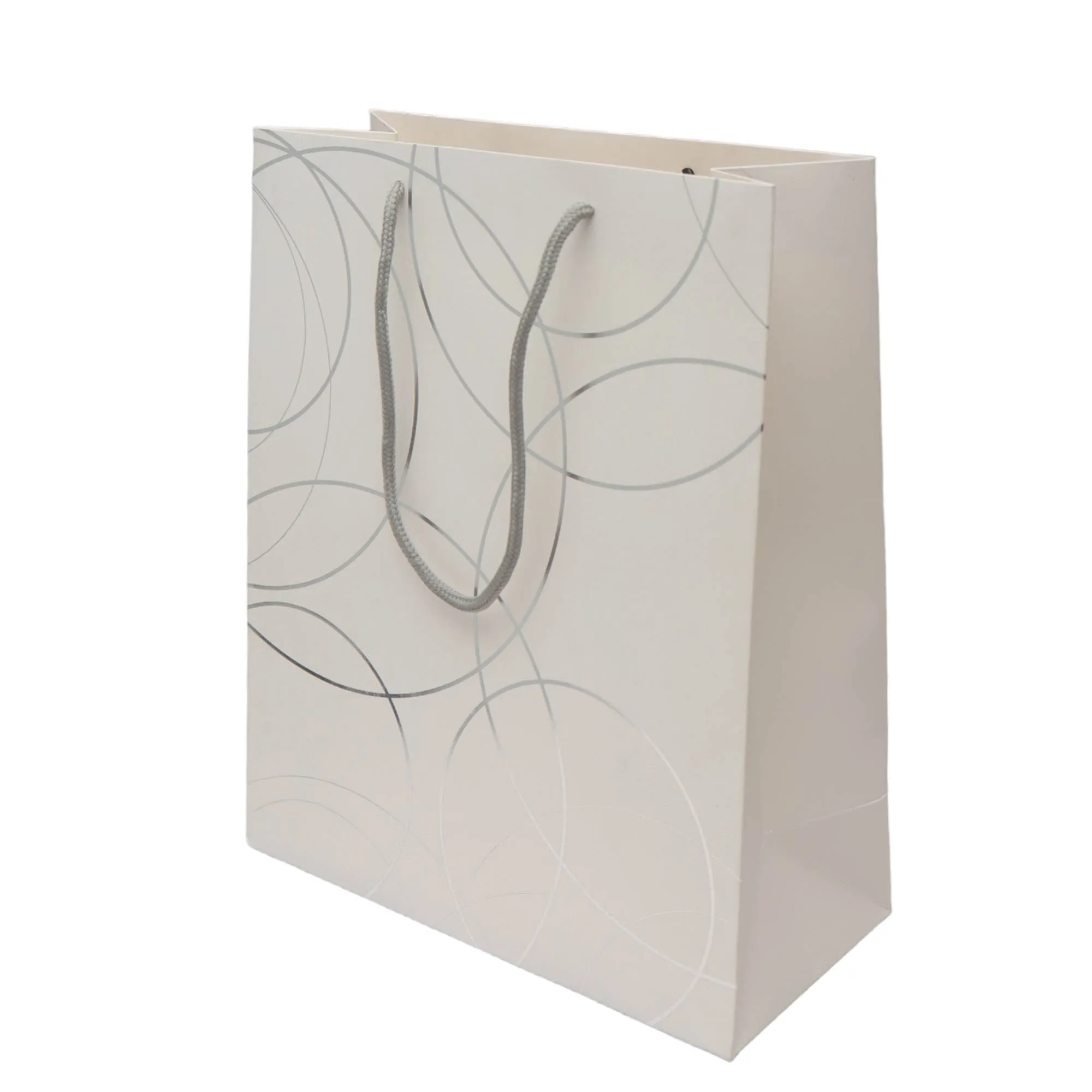 Gift Paper Bag Silver Cirlces 14x15cm Extra Small