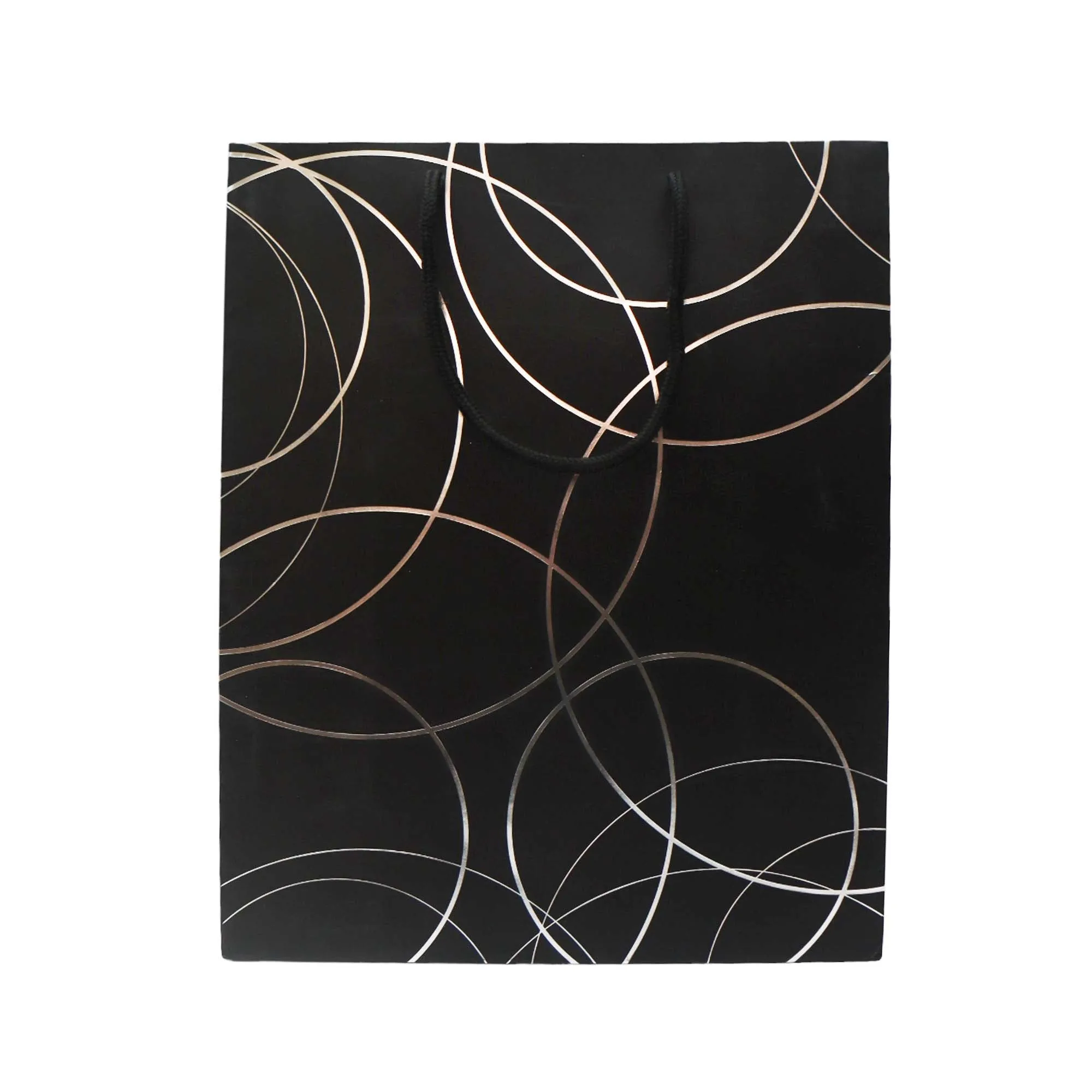 Gift Paper Bag Silver Cirlces 14x15cm Extra Small