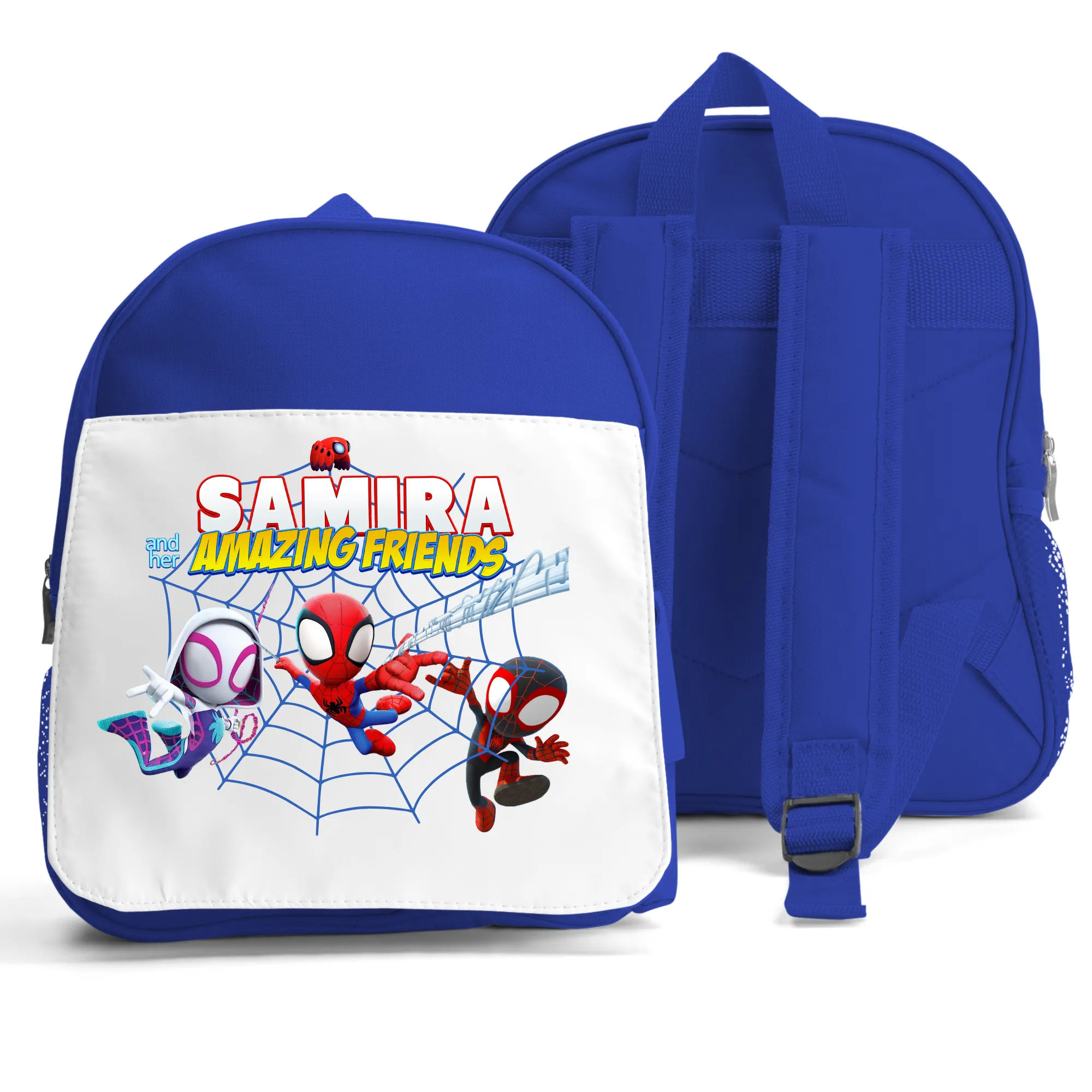 Girls' Personalised Backpack: Spidey and his Amazing Friends Bag with Adjustable Straps & Side Pockets