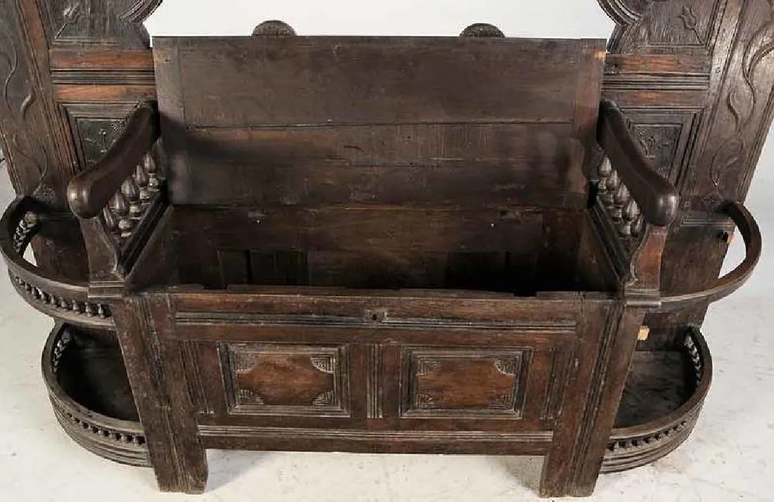 Gorgeous Antique  Provincial Carved Oak Hall Stand, 18th Century ( 1700s )!!!