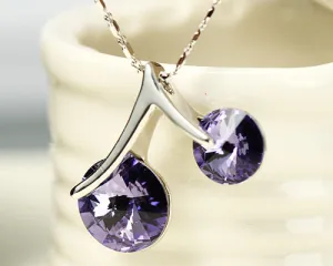 Gorgeous Cherry Crystal Necklace - Purple
