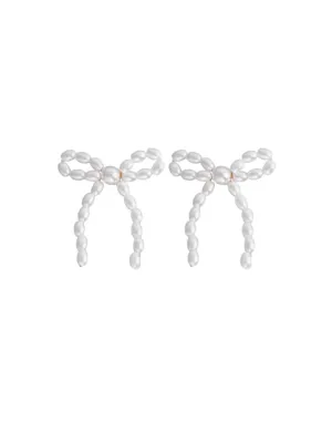 Gorgeous Faux Pearl Bow Stud Earrings