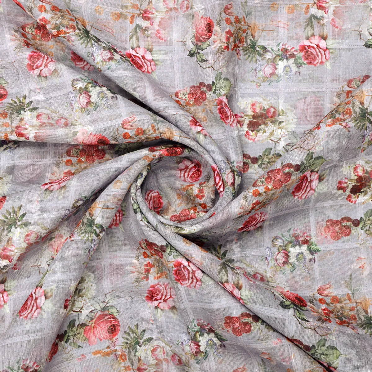Gorgeous Floral Linen Fabric Material