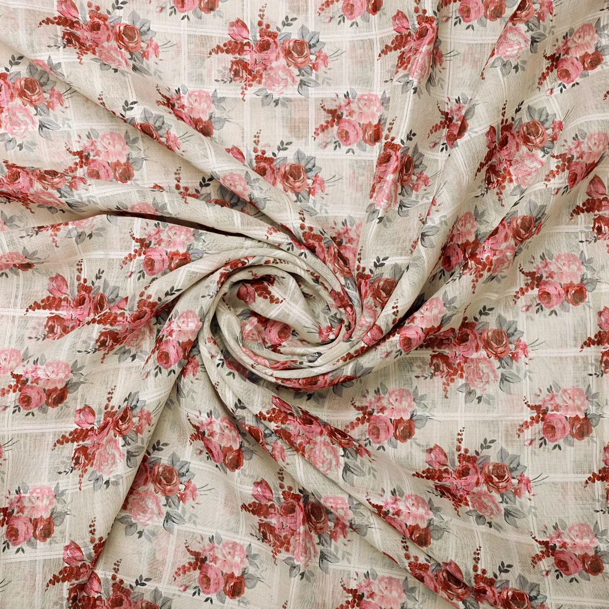 Gorgeous Floral Printed Linen Fabric Material