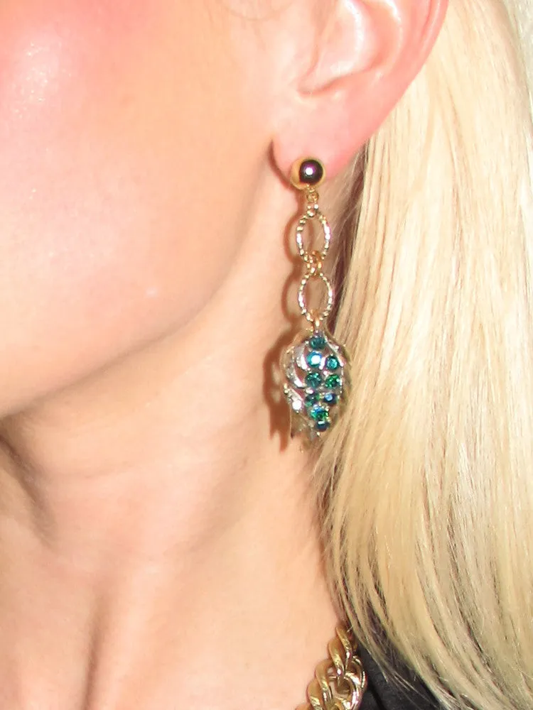 Gorgeous Teal Rhinestone Earrings