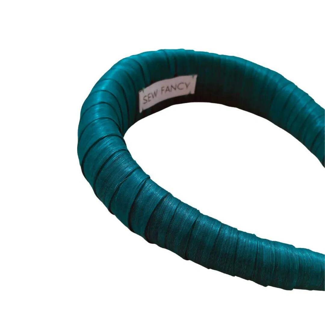 Gorgeous teal silk abaca wrapped headband