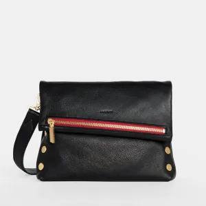 Hammitt VIP Medium in Black/Brushed Gold Red Zip