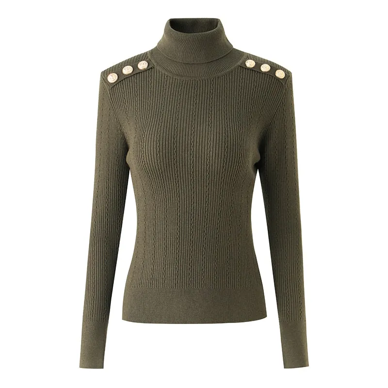 HarleyFashion Women Winter Wool Blend Black Turtleneck Pullover SweaterTop Quality Casual Knit Fabric