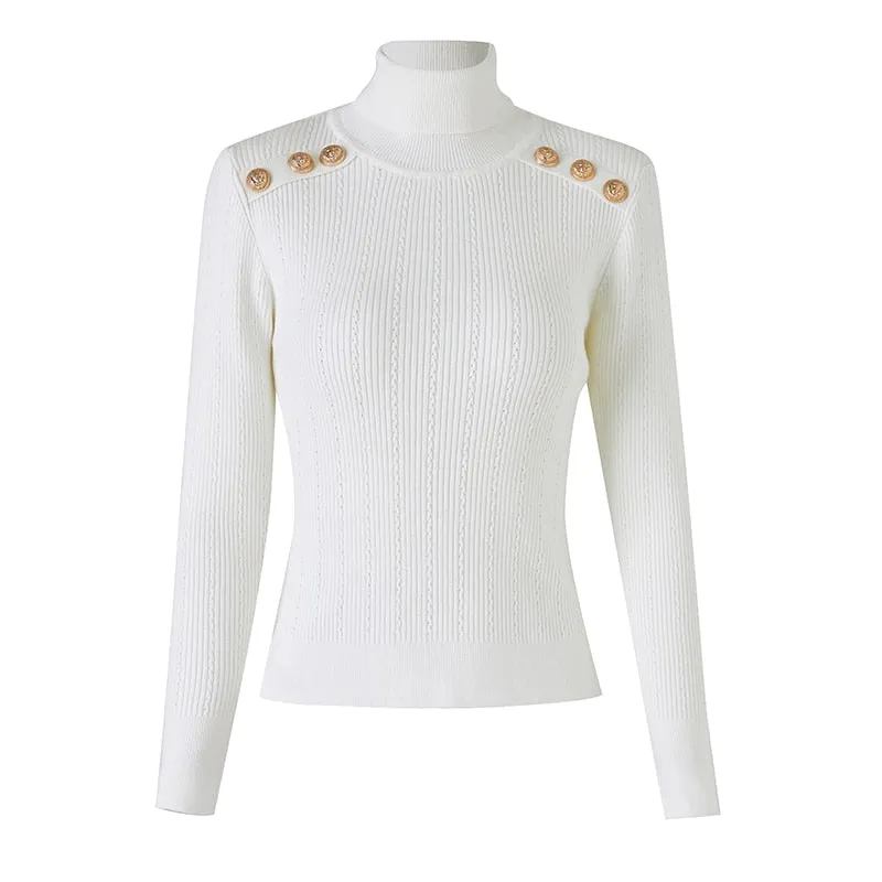 HarleyFashion Women Winter Wool Blend Black Turtleneck Pullover SweaterTop Quality Casual Knit Fabric