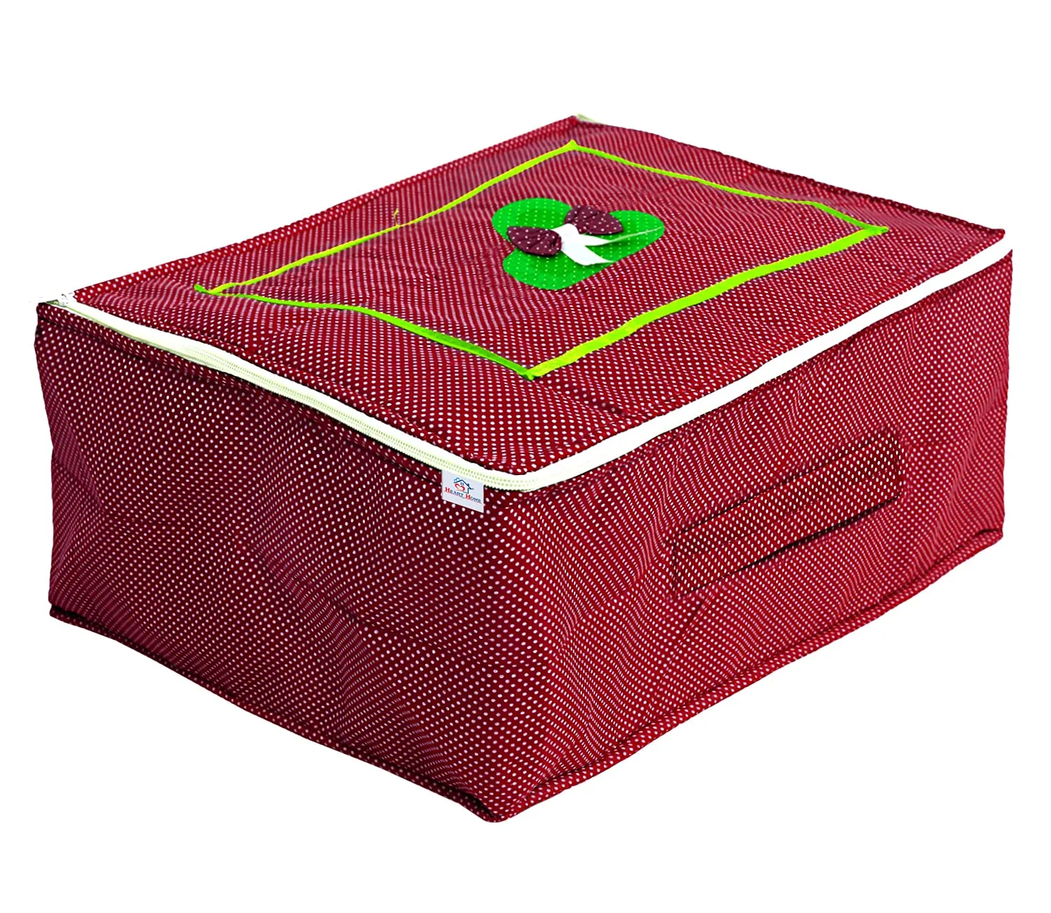 Heart Home Dot Printed Cotton Saree Cover, Clothes Organiser For Wardrobe, Storage Bag, Regular Clothes Storage Bag(Red)-HS_38_HEARTH20969