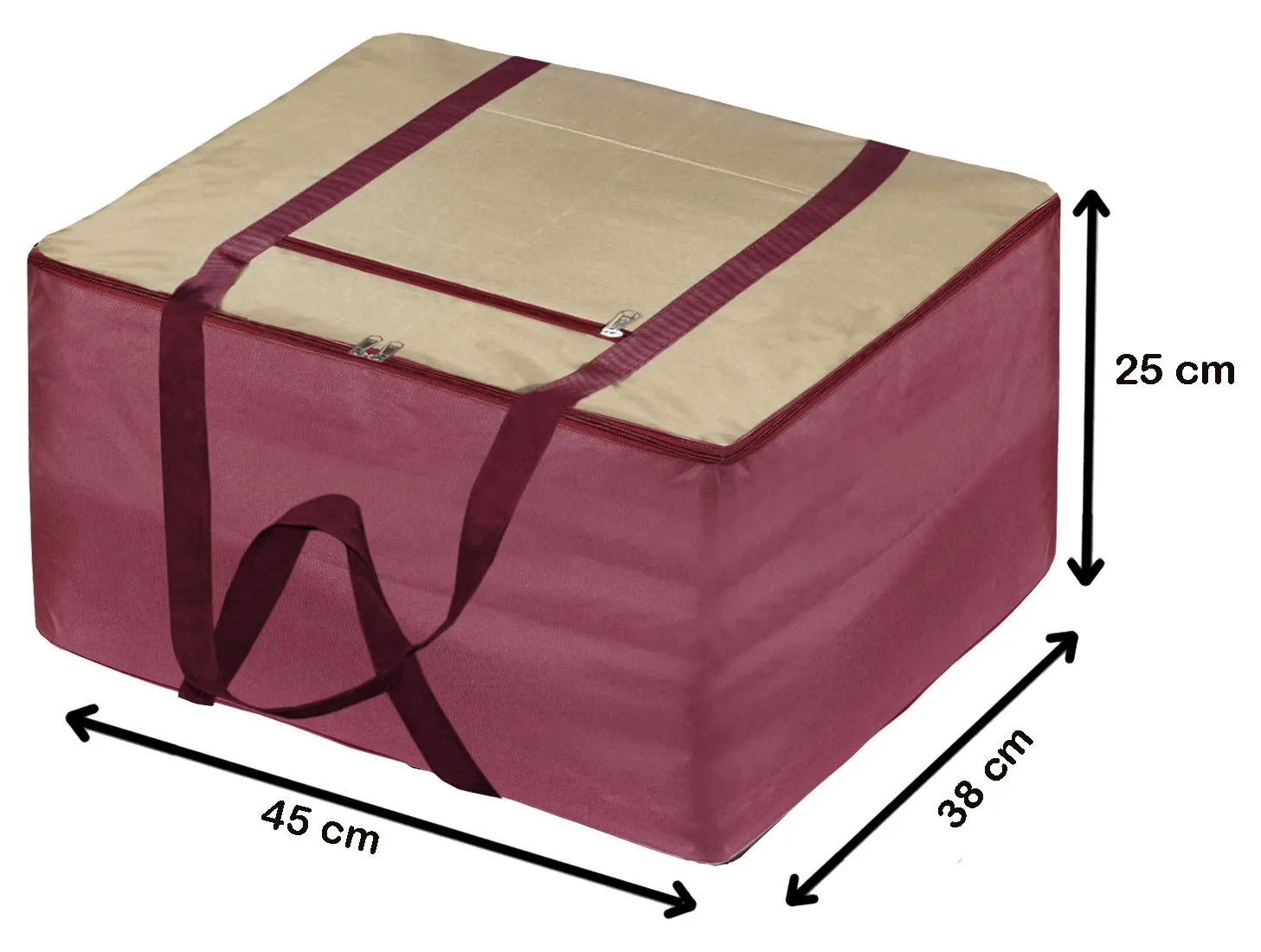 Heart Home Small Size Lightweight Foldable Rexine Jumbo Underbed Storage Bag With Zipper And Handle (Yellow & Brown)-Pack of 2