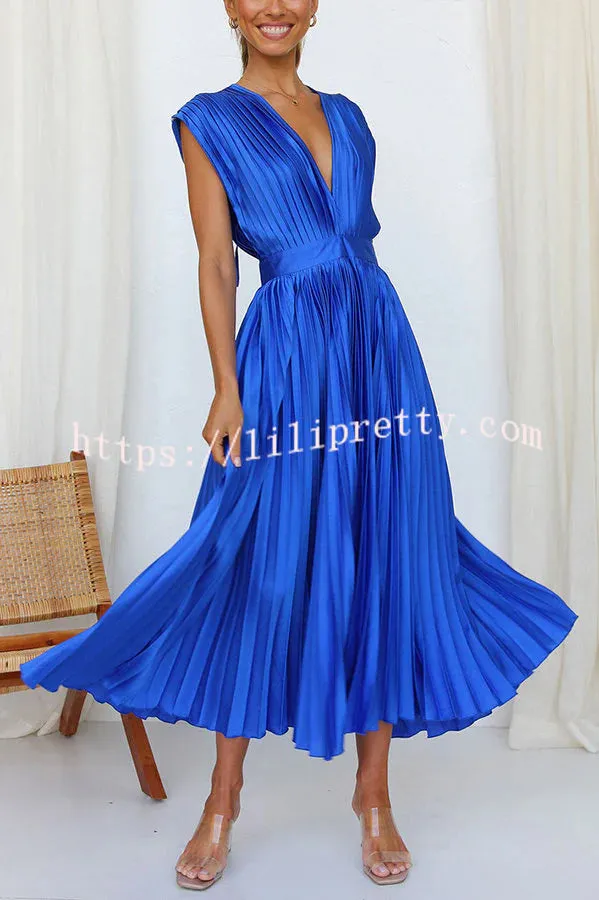 Hello Gorgeous Satin Pleated Midi Dress