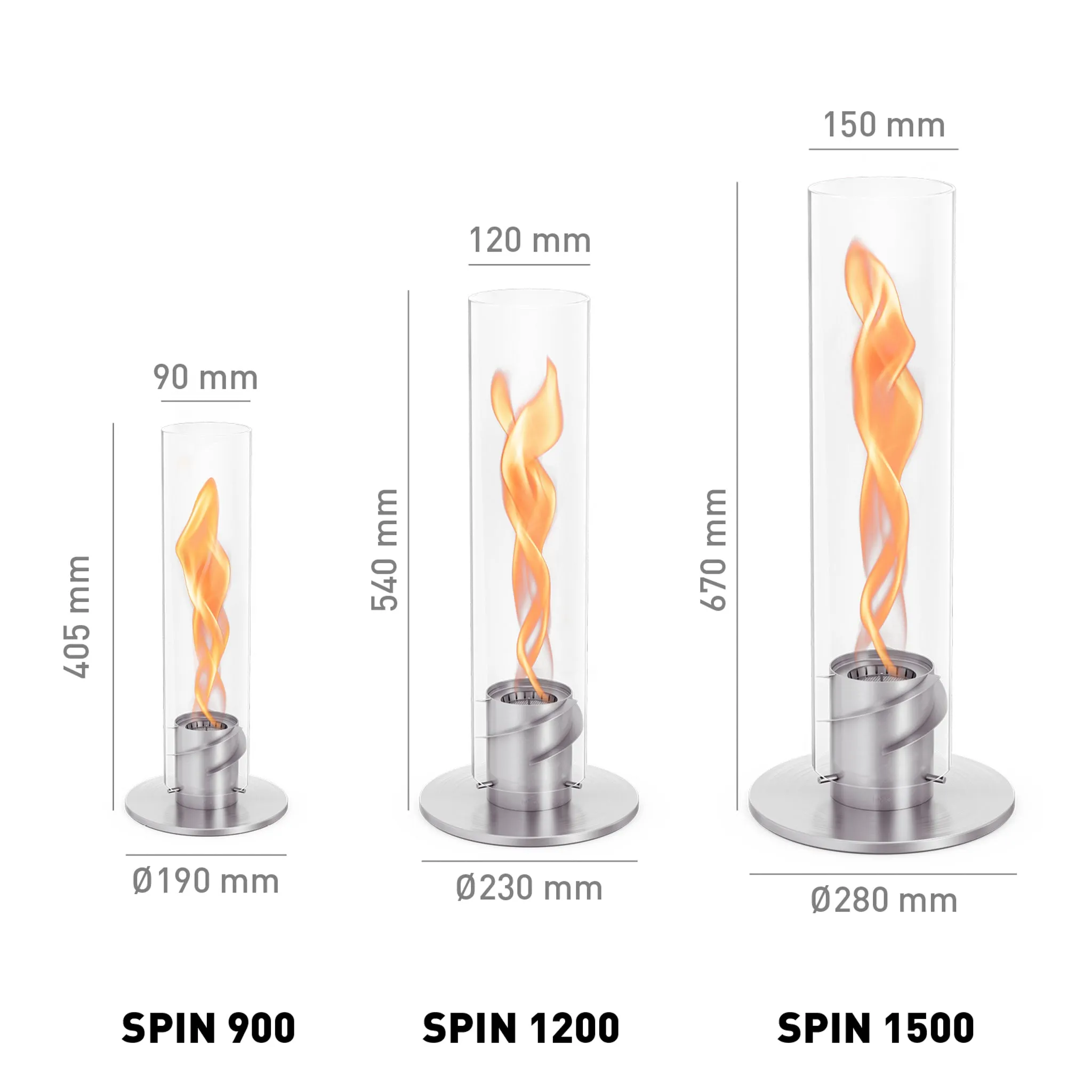 Höfats SPIN 900 Tabletop Fireplace Silver