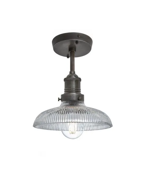Industville Brooklyn Ribbed Glass Flush Mount Ceiling Light