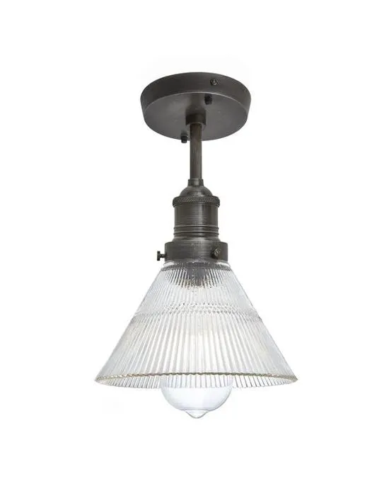 Industville Brooklyn Ribbed Glass Flush Mount Ceiling Light
