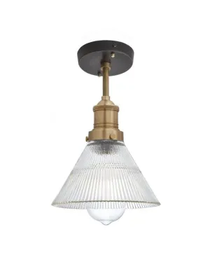 Industville Brooklyn Ribbed Glass Flush Mount Ceiling Light