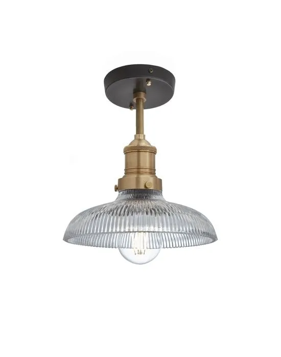 Industville Brooklyn Ribbed Glass Flush Mount Ceiling Light