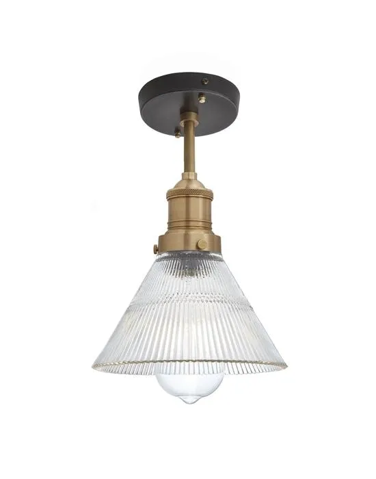 Industville Brooklyn Ribbed Glass Flush Mount Ceiling Light