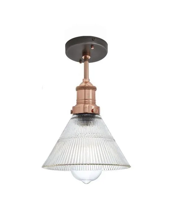Industville Brooklyn Ribbed Glass Flush Mount Ceiling Light