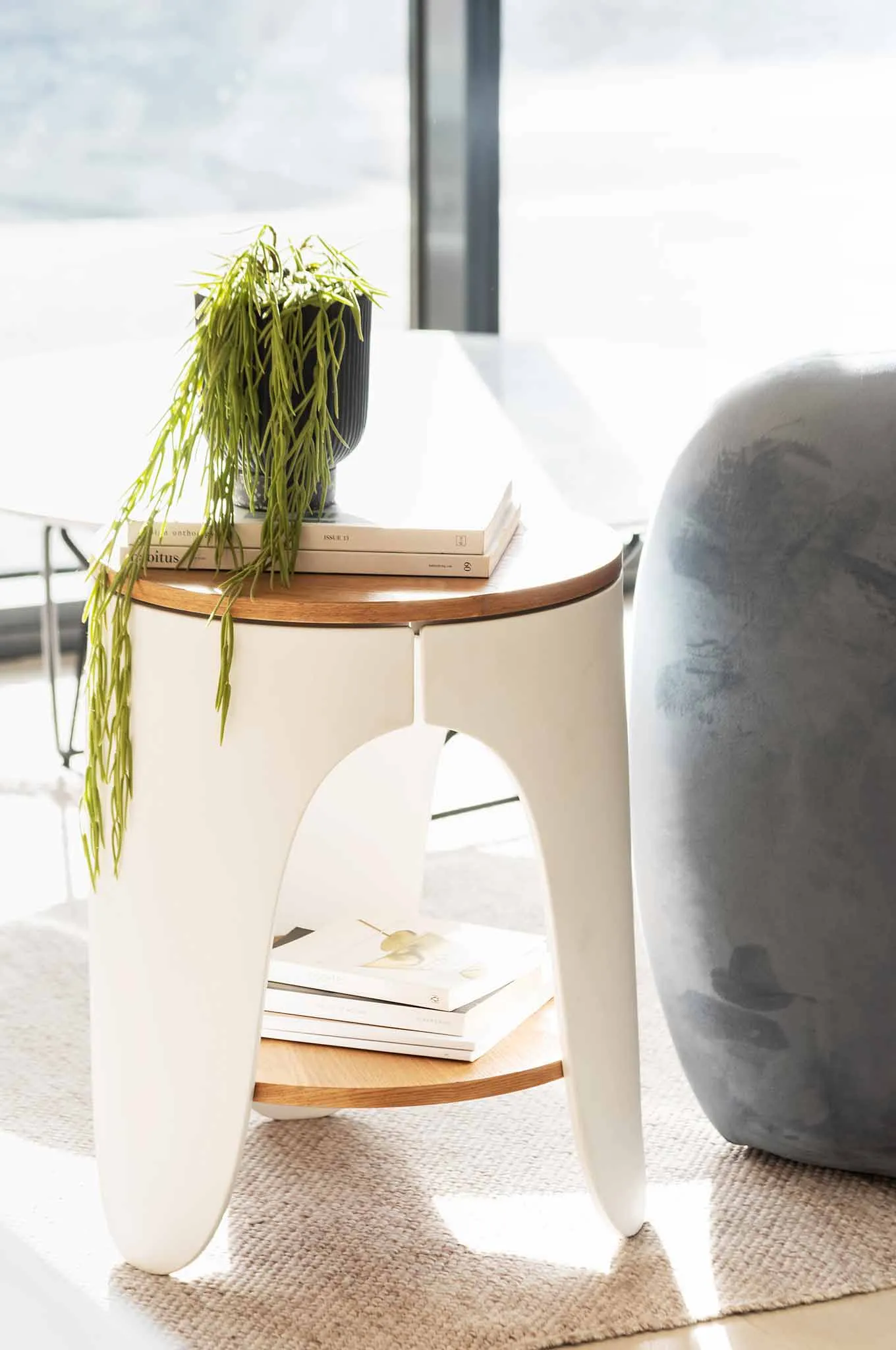 Jackson Round Side Table - Natural and White