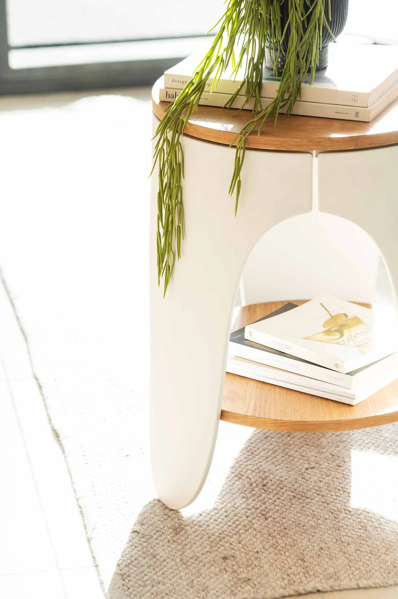 Jackson Round Side Table - Natural and White